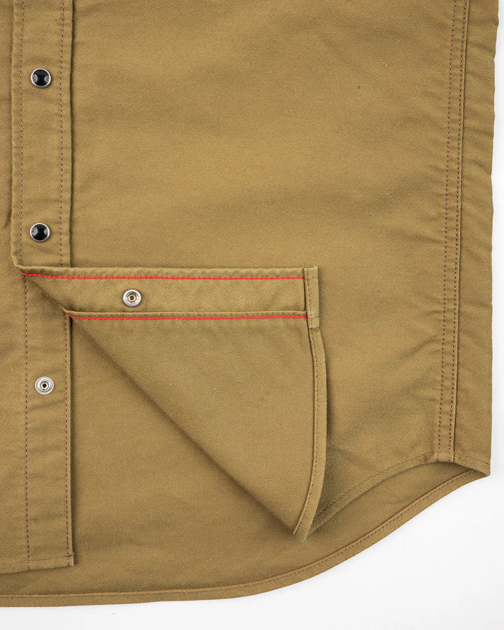 Iron Heart 12oz Military Moleskin Western Shirt - Khaki