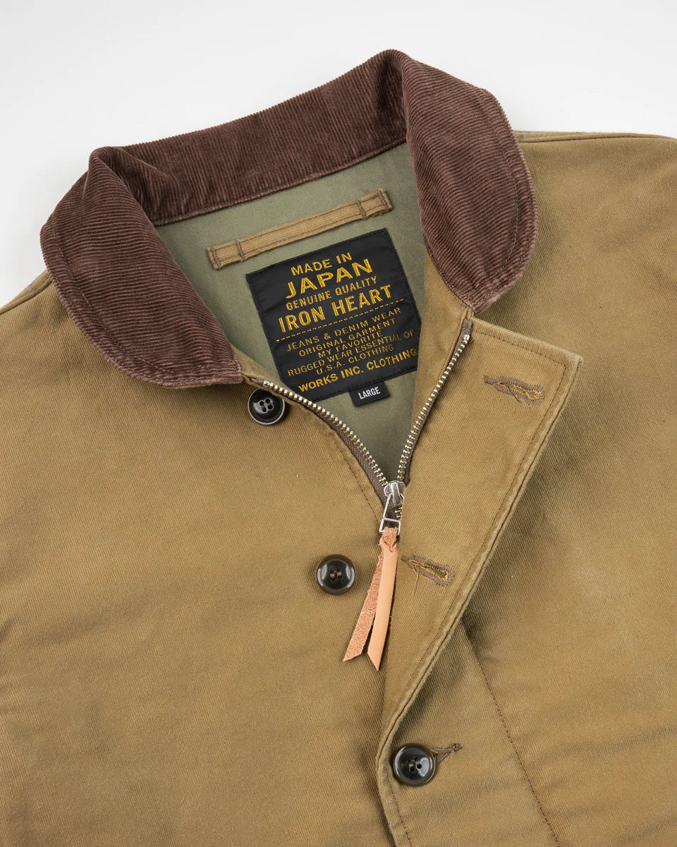 Iron Heart 12oz Whipcord Lightweight N1 Deck Jacket - Khaki