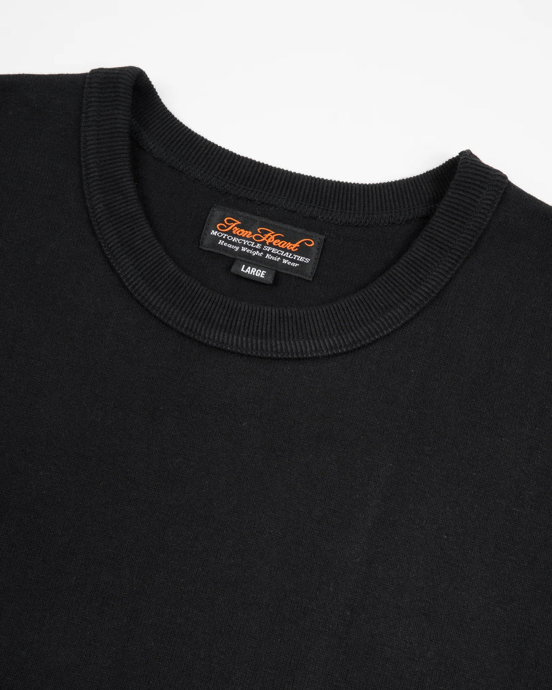 Iron Heart 11oz Cotton Knit Crew Neck T-Shirt - Black