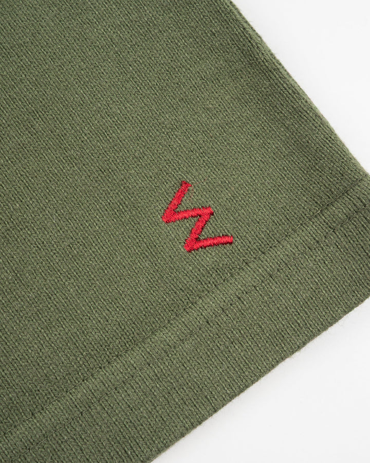 Iron Heart 11oz Cotton Knit Crew Neck T-Shirt - Olive Green