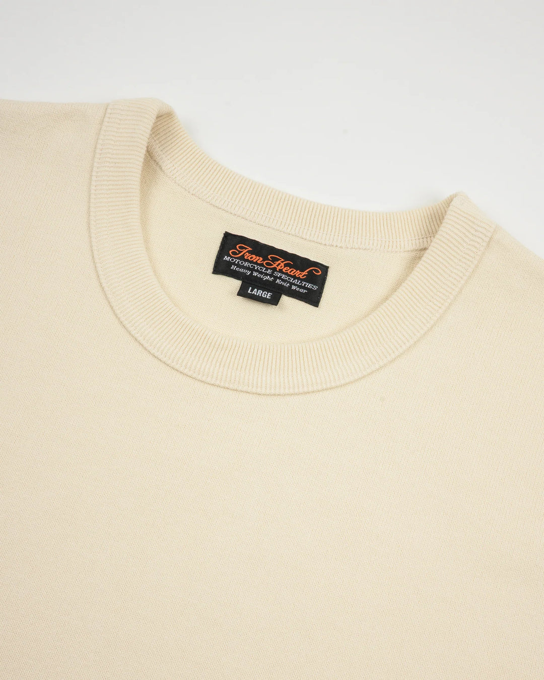 Iron Heart 11oz Cotton Knit Crew Neck T-Shirt - Cream