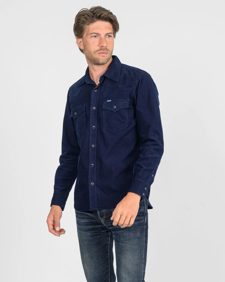 Iron Heart 7.5oz Selvedge Corduroy Western Shirt - Indigo