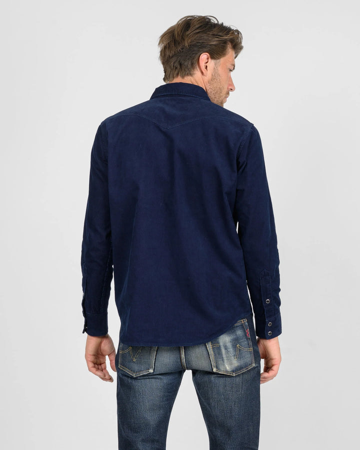 Iron Heart 7.5oz Selvedge Corduroy Western Shirt - Indigo