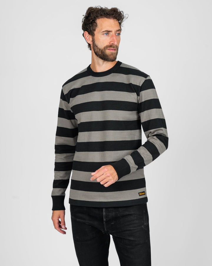 Iron Heart 11oz Cotton Knit Long-Sleeved Sweater - Grey/Black