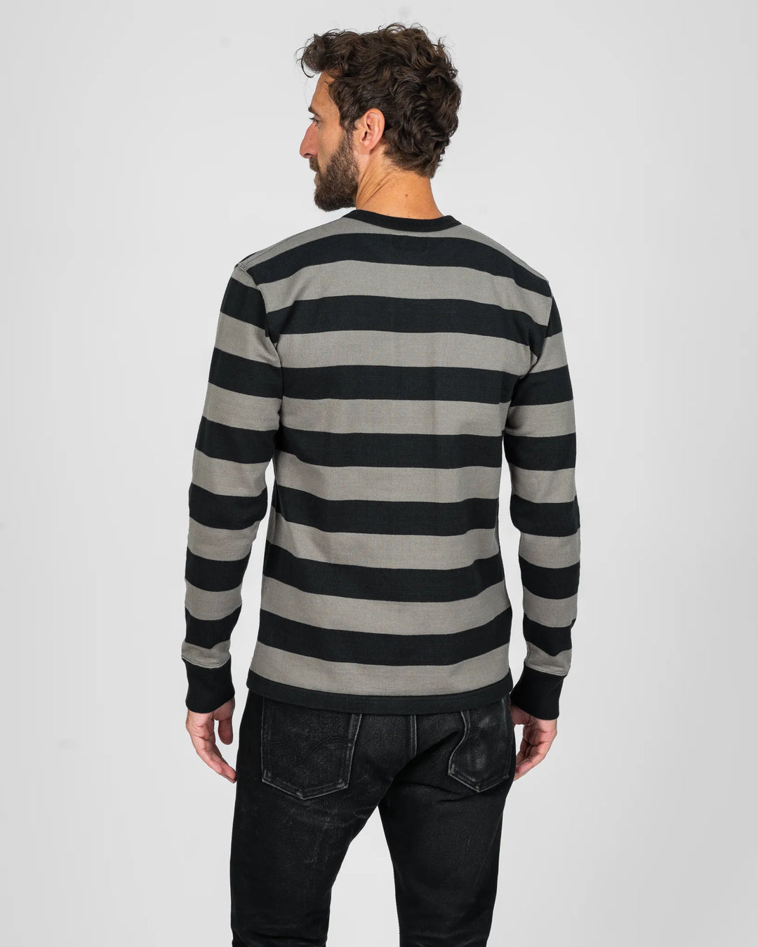 Iron Heart 11oz Cotton Knit Long-Sleeved Sweater - Grey/Black