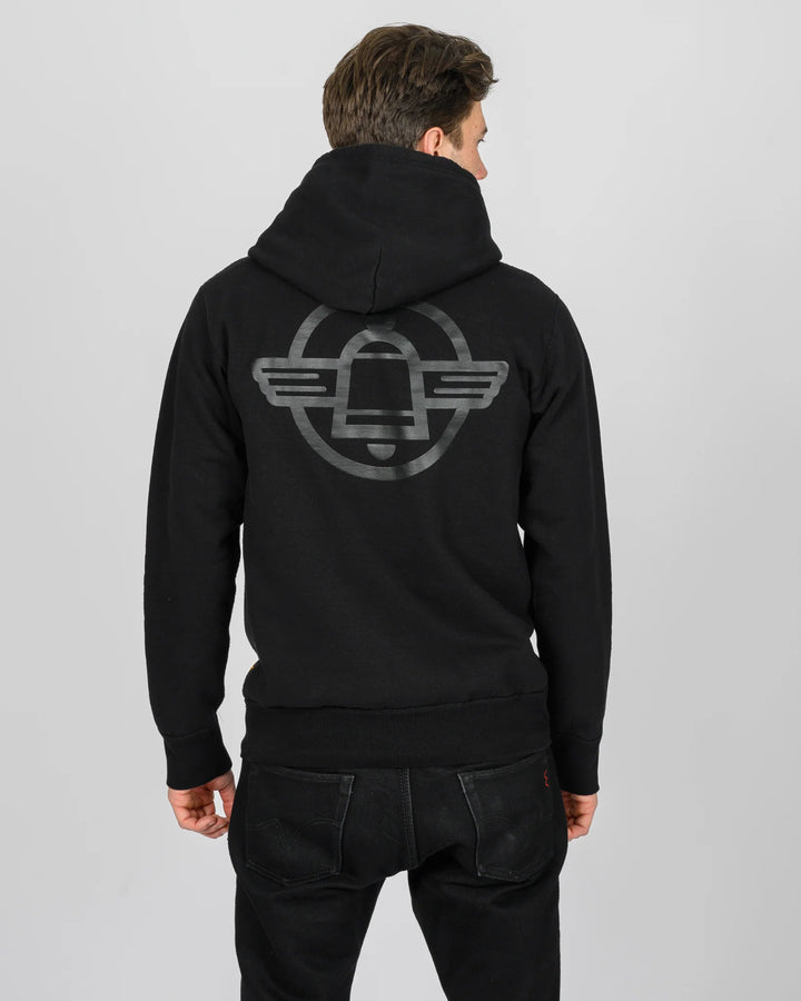 Iron Heart Printed 14oz Ultra Heavyweight Loopwheel Cotton Hoodie - Black