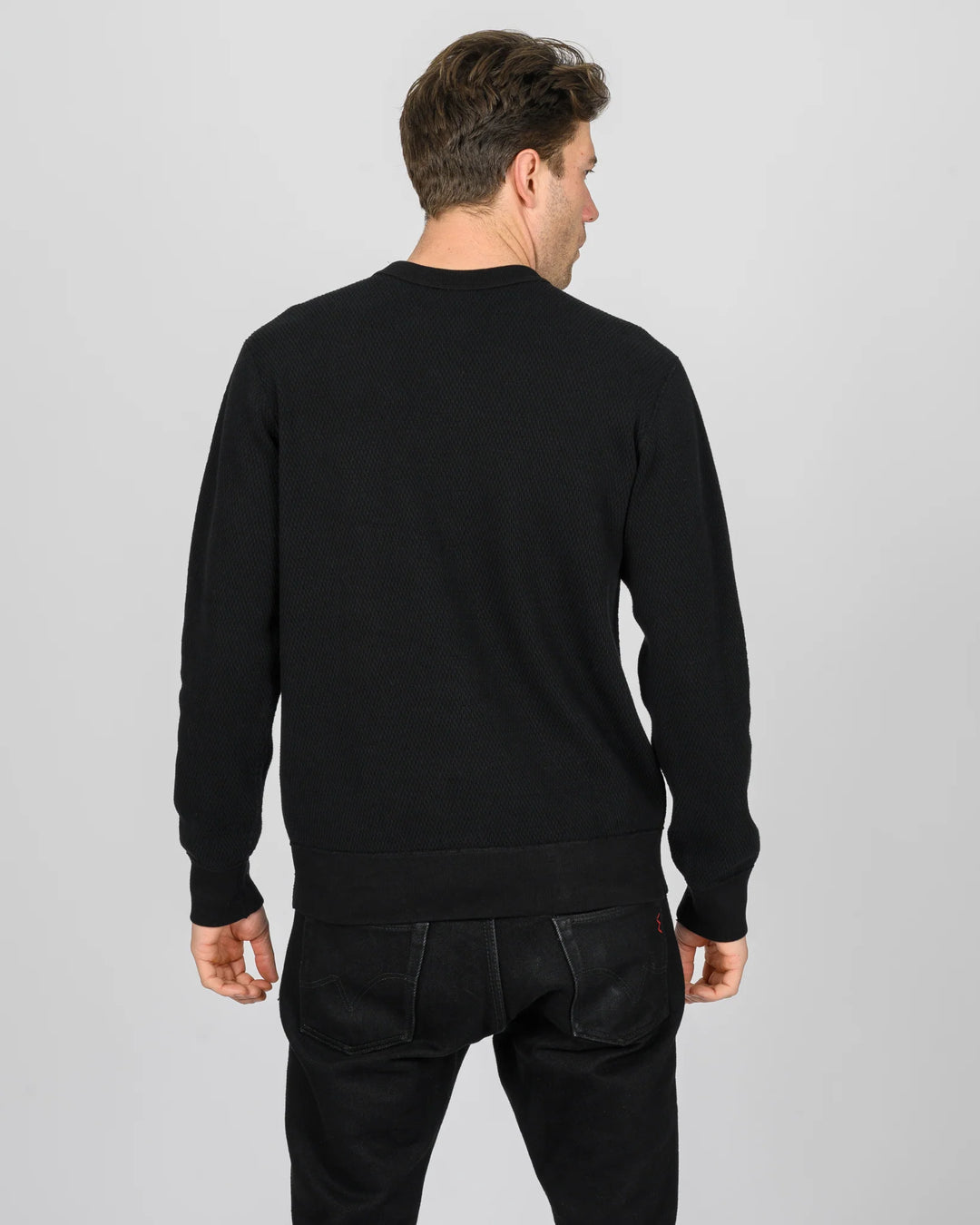 Iron Heart Heavyweight Thermal Crew Neck Sweater - Black