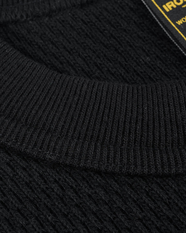 Iron Heart Heavyweight Thermal Crew Neck Sweater - Black