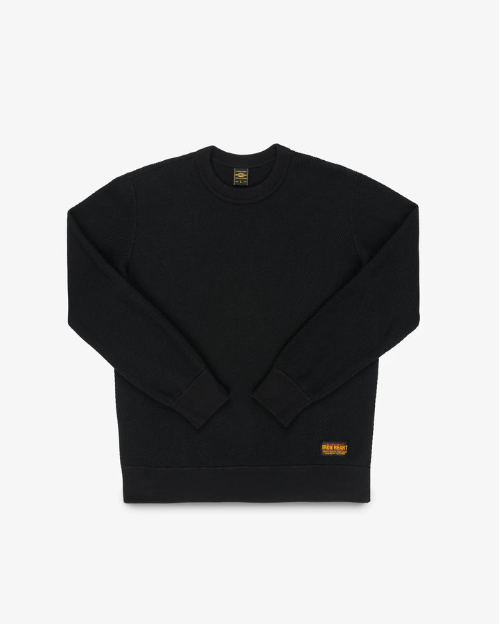 Iron Heart Heavyweight Thermal Crew Neck Sweater - Black