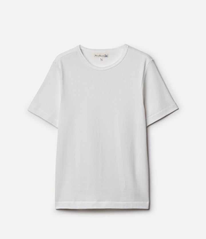 Merz b. Schwanen - 2M15C Cropped Mid-Century Machine Refined Fit T-Shirt in White