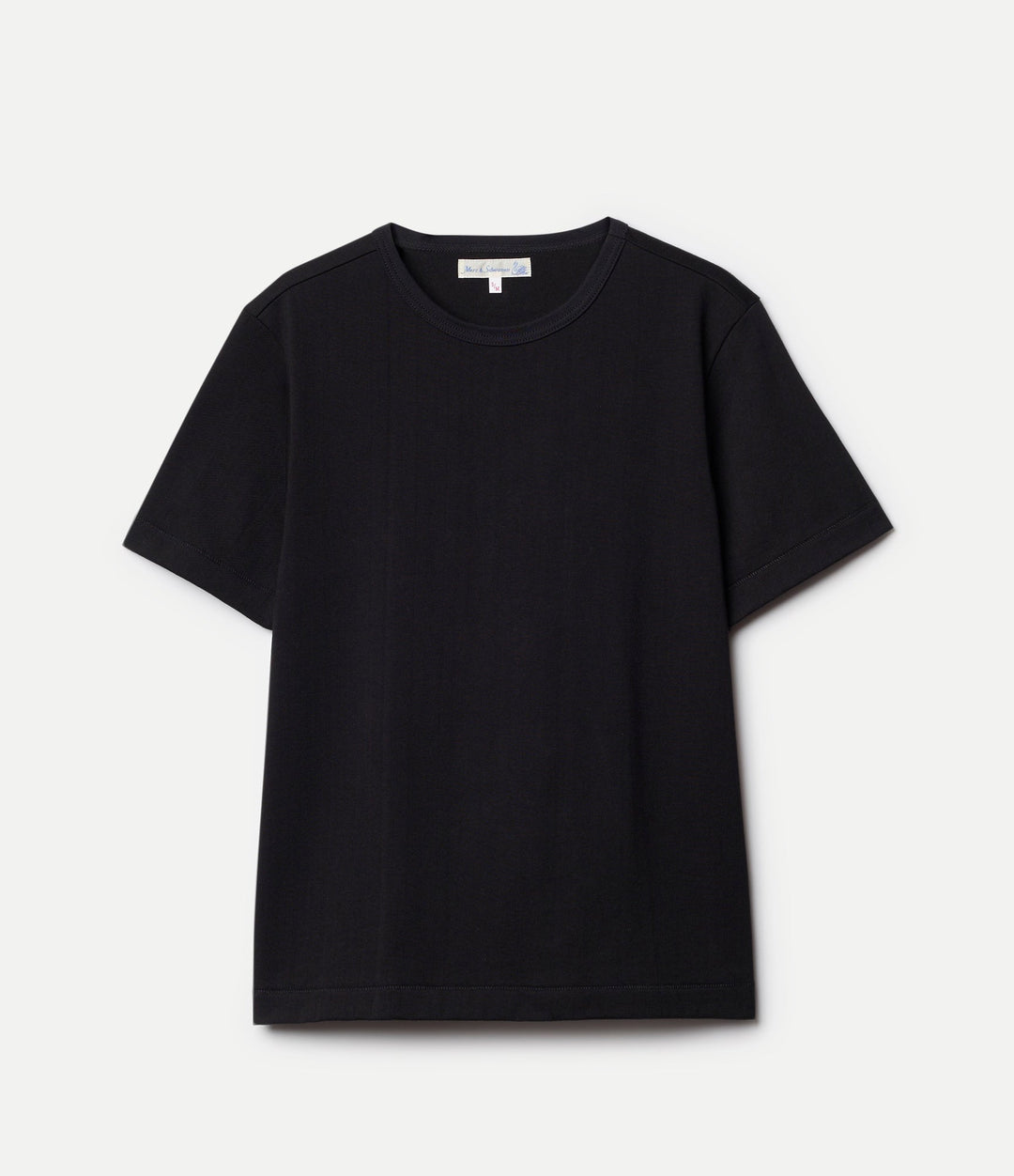 Merz b. Schwanen - 2M15C Cropped Mid-Century Machine Refined Fit T-Shirt in Deep Black