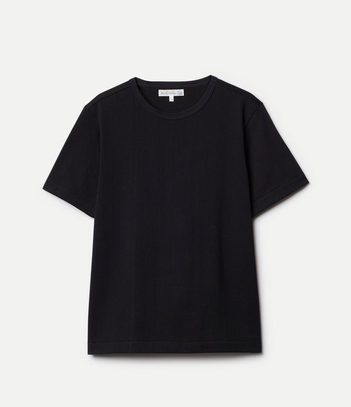 Merz b. Schwanen - 2M15C Cropped Mid-Century Machine Refined Fit T-Shirt in Deep Black