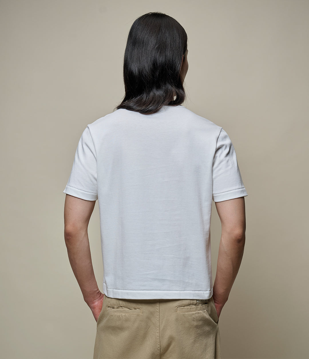 Merz b. Schwanen - 2M15C Cropped Mid-Century Machine Refined Fit T-Shirt in White