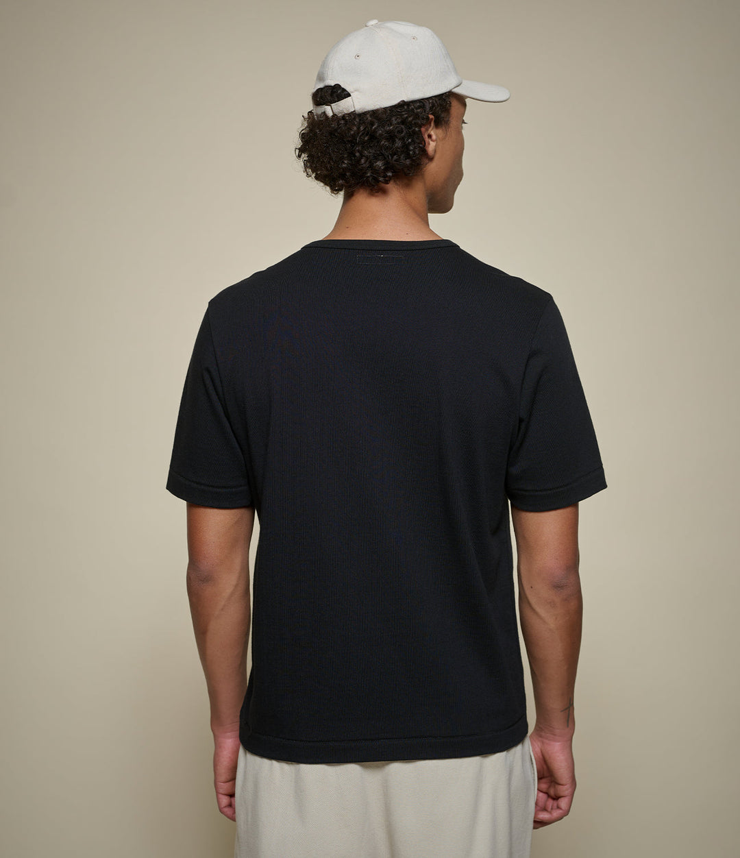 Merz b. Schwanen - 2M15C Cropped Mid-Century Machine Refined Fit T-Shirt in Deep Black