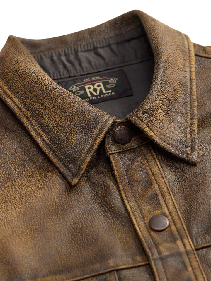RRL Long-Sleeve Sheepskin Motor Overshirt Jacket - Brown