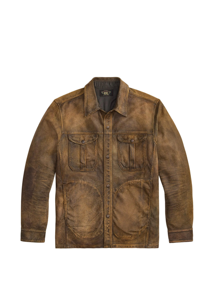 RRL Long-Sleeve Sheepskin Motor Overshirt Jacket - Brown