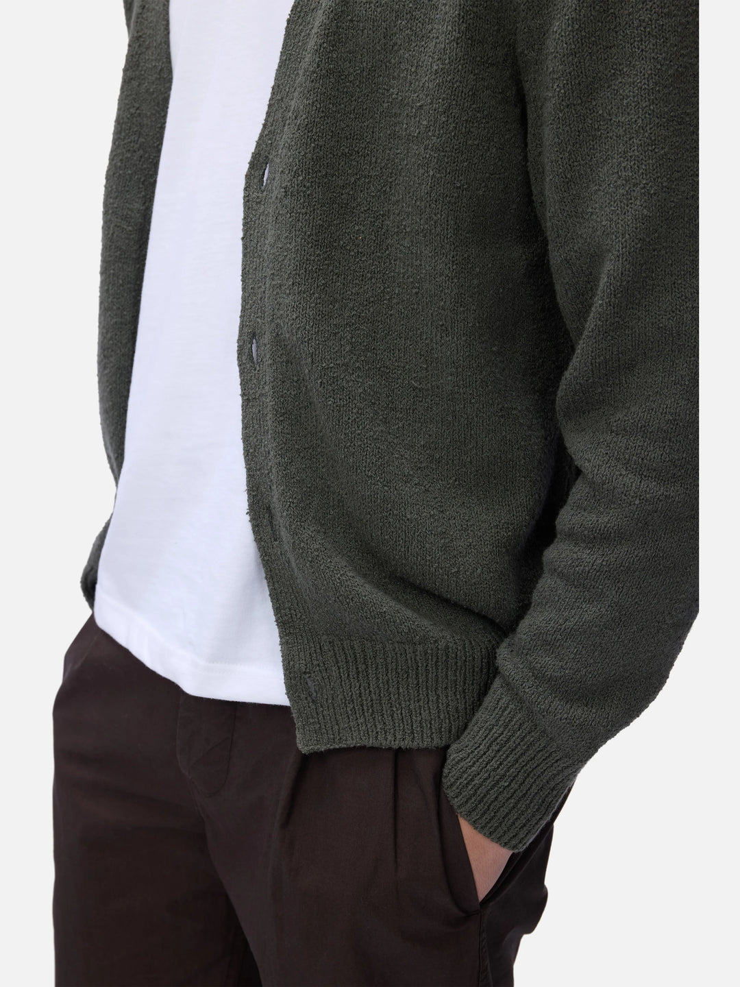 3sixteen Classic Cardigan - Olive Boucle