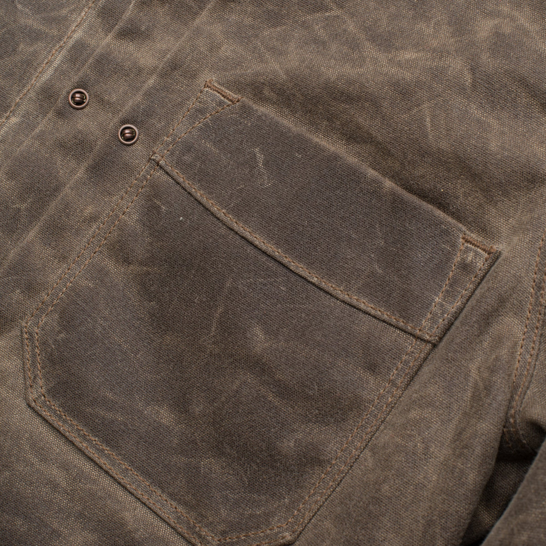Freenote Cloth Riders Jacket Waxed Canvas - Oak with Red Liner