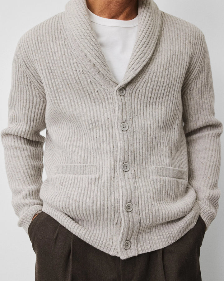 Reigning Champ Merino Kenny Shawl Cardigan - Nep Heather Grey