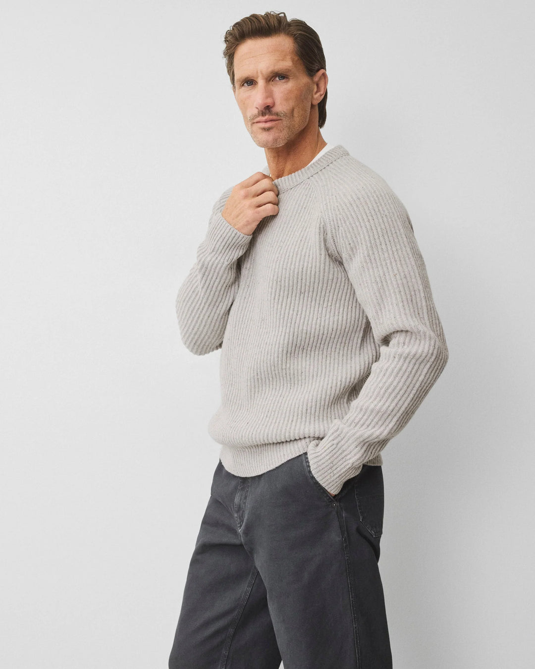 Reigning Champ Merino Kenny Crewneck - Nep Heather Grey