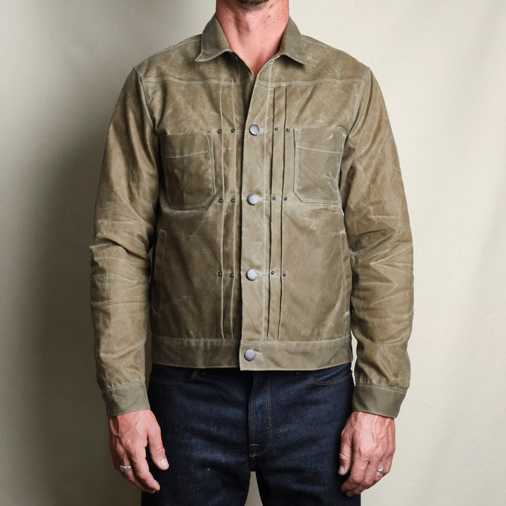Freenote Cloth Riders Jacket Waxed Canvas - Tobacco Dark Red Interior