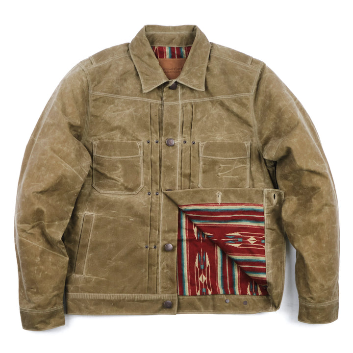 Freenote Cloth Riders Jacket Waxed Canvas - Tobacco Dark Red Interior