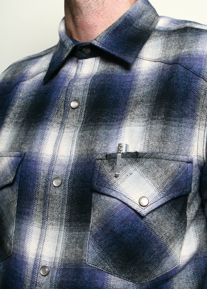 Rogue Territory Western Shirt - Bluebell Brushed Plaid