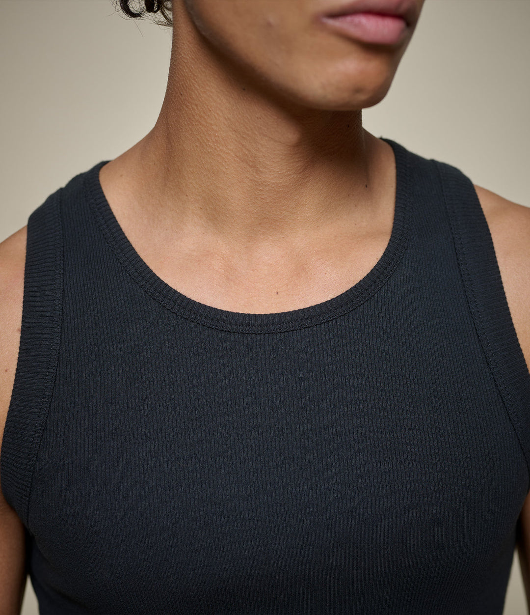 Merz b. Schwanen - Iconic Ribbed Cotton Tank Top in Deep Black