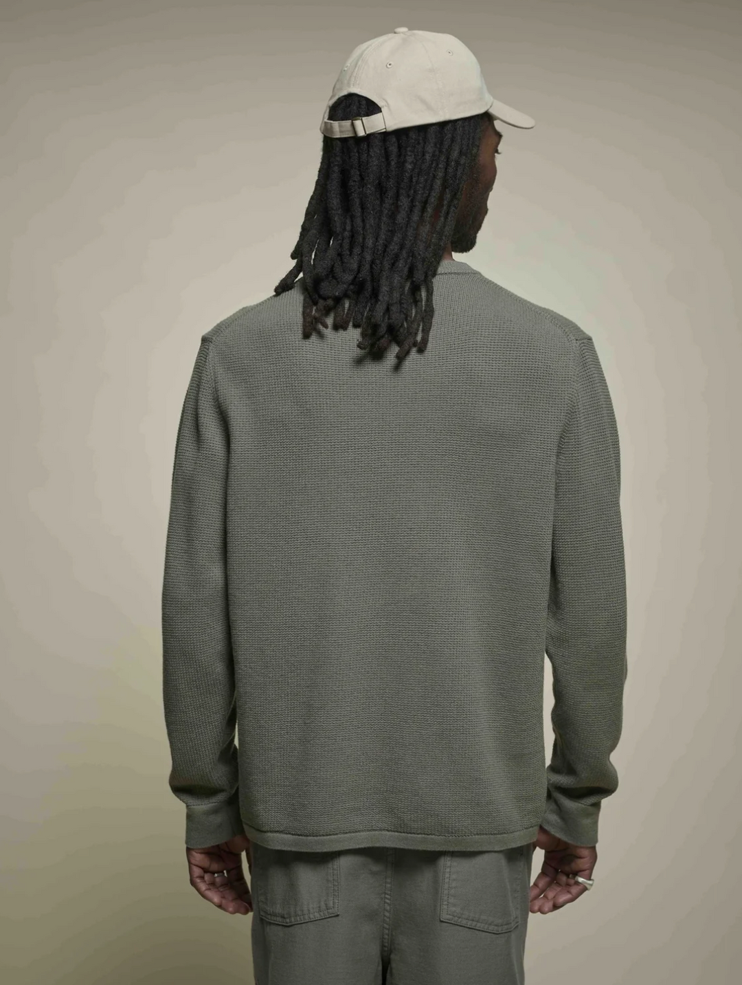 Merz b. Schwanen Lightweight Waffle Knit Sweater - Army