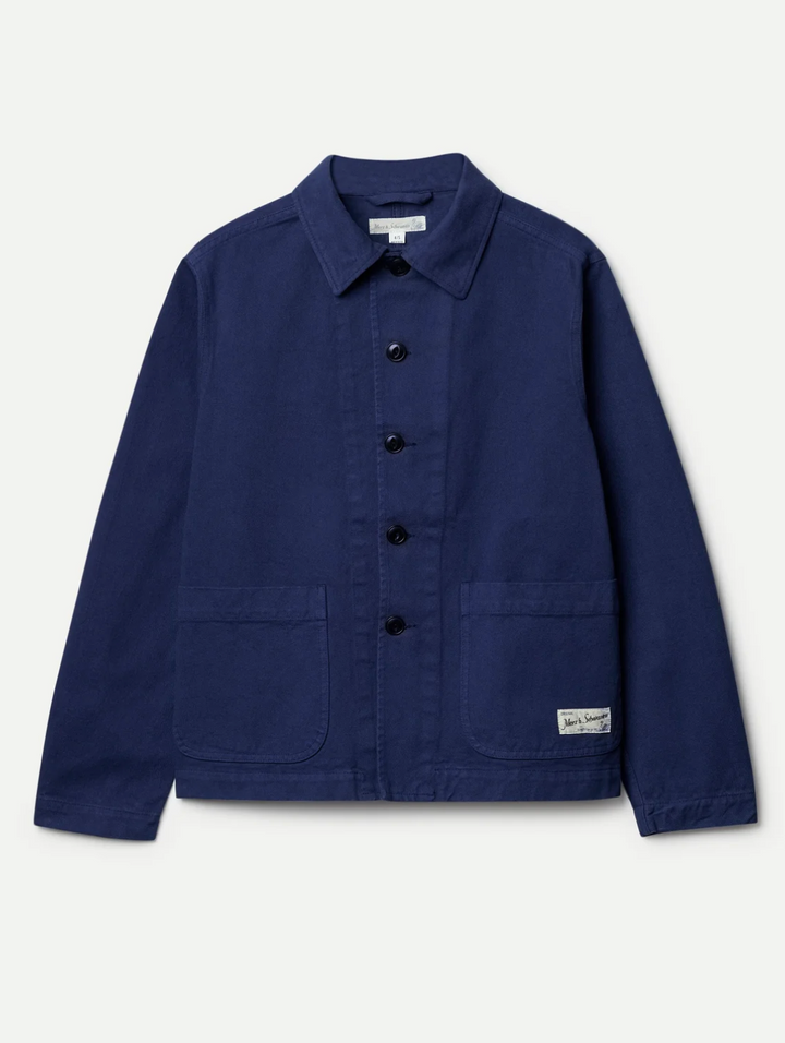 Merz b. Schwanen Cropped Worker's Cotton Twill Jacket - Ink Blue