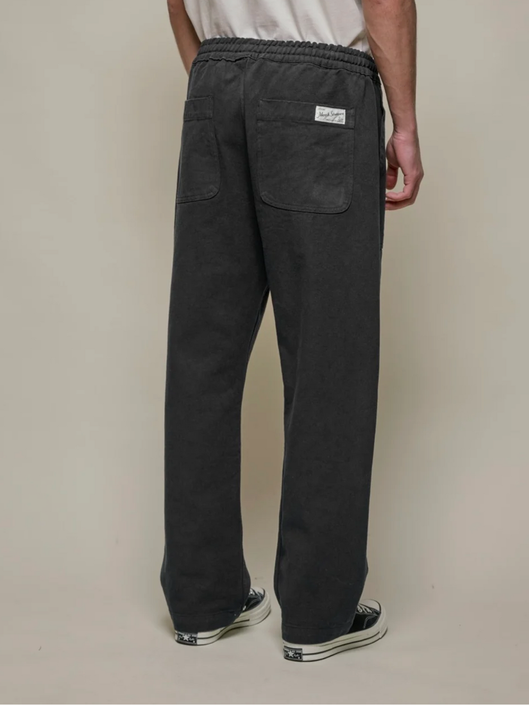 Merz b. Schwanen Worker's Cotton Twill Drawstring Pants - Charcoal