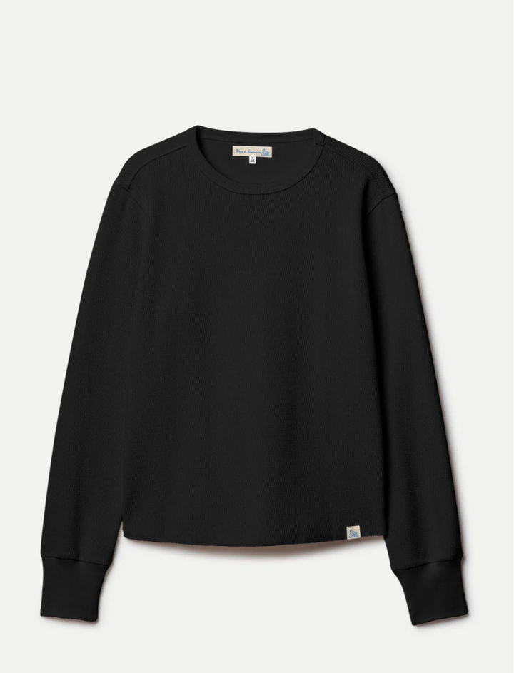 Merz b. Schwanen Diamond-Patterned Cotton Thermal Long sleeve - Deep Black