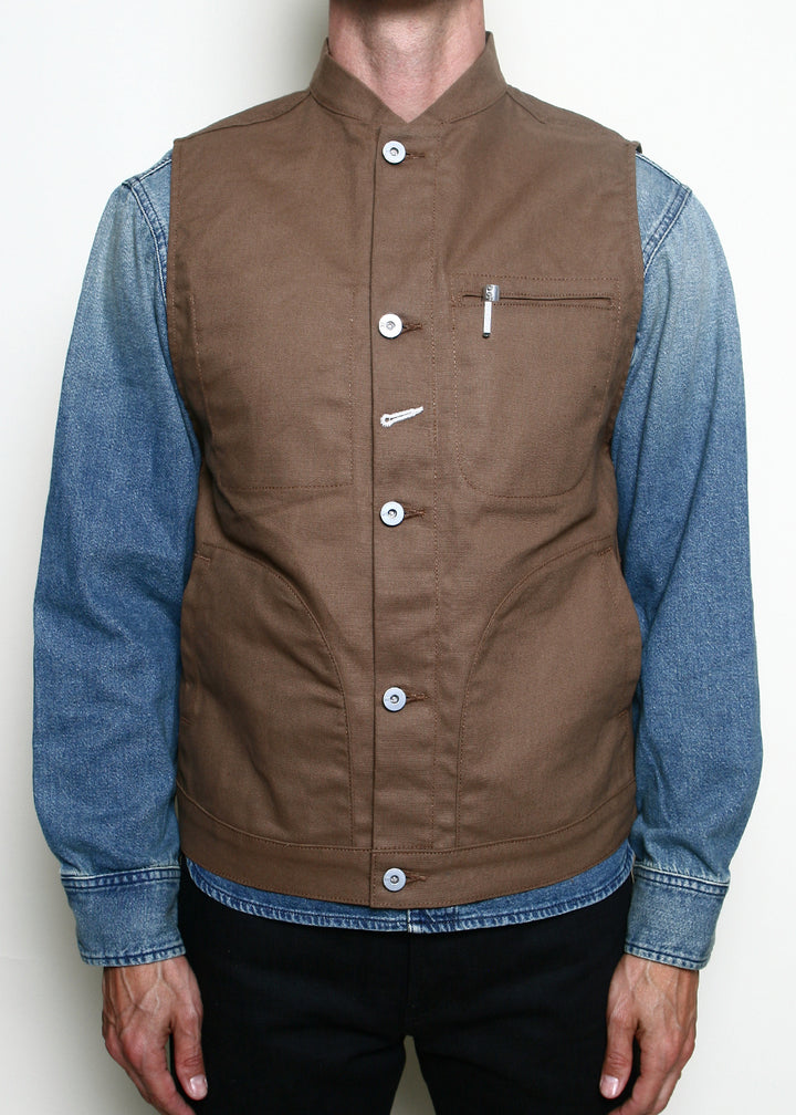 Rouge Territory Dry Wax Canvas Supply Vest - Brown