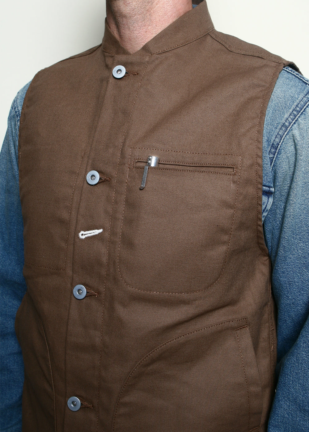 Rouge Territory Dry Wax Canvas Supply Vest - Brown