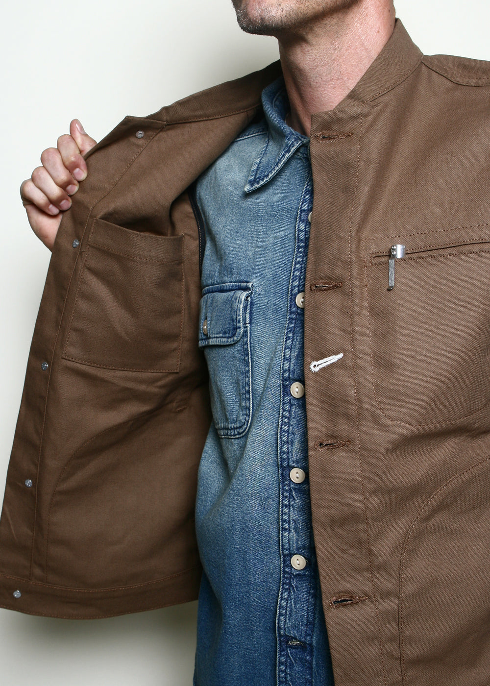 Rouge Territory Dry Wax Canvas Supply Vest - Brown