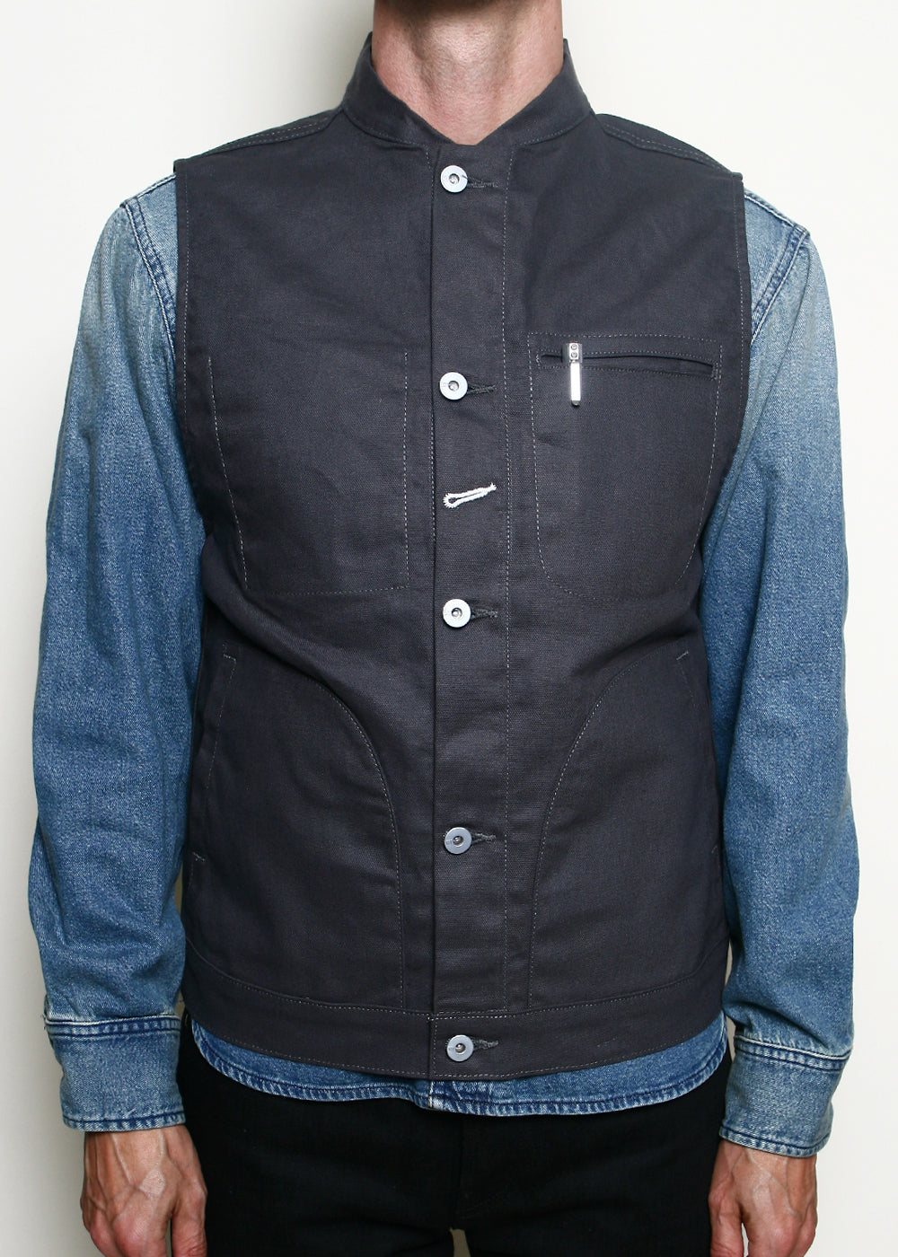 Rouge Territory Dry Wax Canvas Supply Vest - Grey