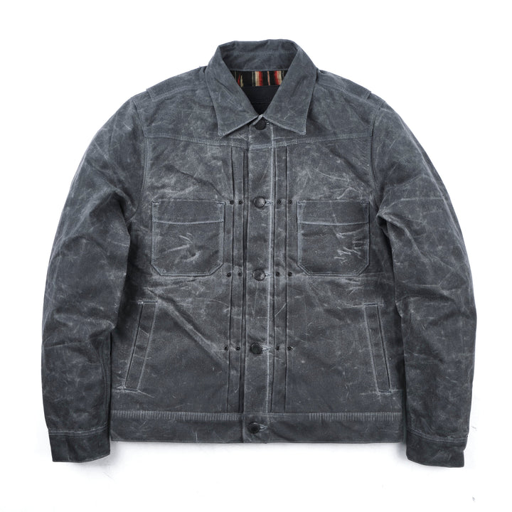 Freenote Cloth Riders Jacket Waxed Canvas - Charcoal