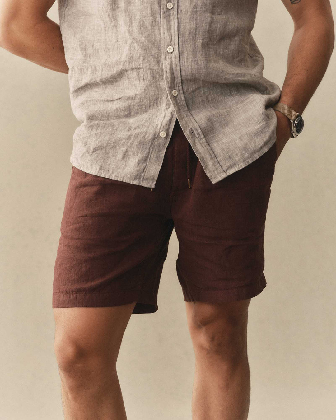 Taylor Stitch Après Short - Burgundy Hemp